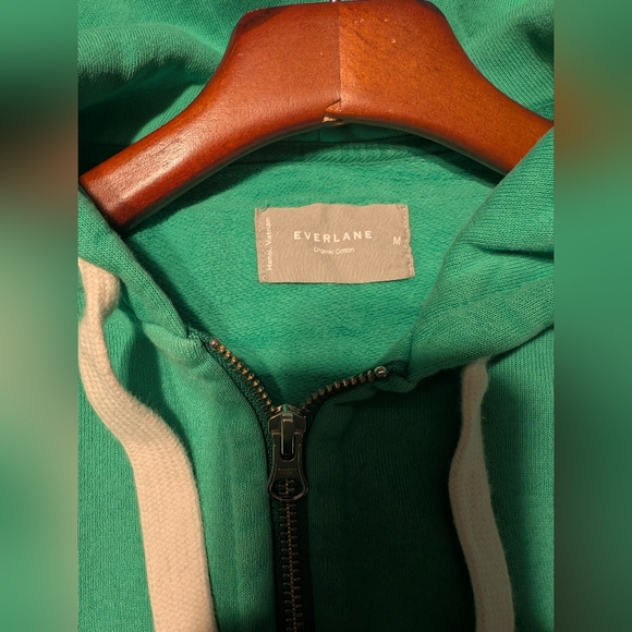 Everlane The Organic Cotton Zip Up Hoodie-Bright Green 🍏 Jade Medium - Picture 5 of 7